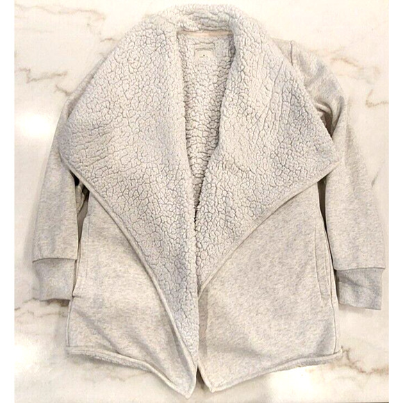 Abercrombie Gray Sherpa Open Cardigan Size‎ Medium With Pockets - Picture 1 of 8